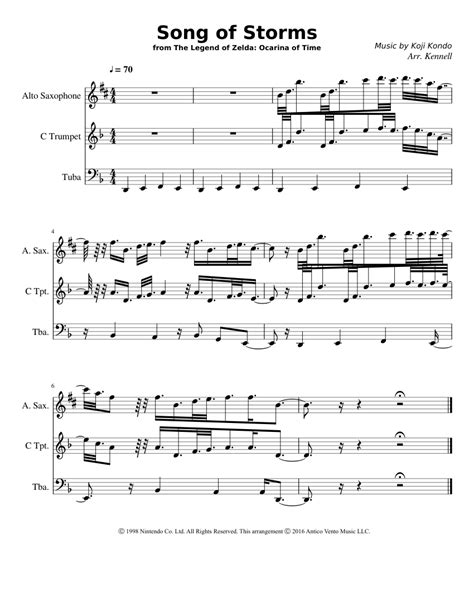 I just gave my daughter of five years old to rehearse on the grand piano. Song of Storms (from Legend of Zelda: Ocarina of Time) Sheet music for Alto Saxophone, Trumpet ...