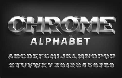 Chrome Alphabet Font 3d Metal Effect Letters And Numbers With Shadow