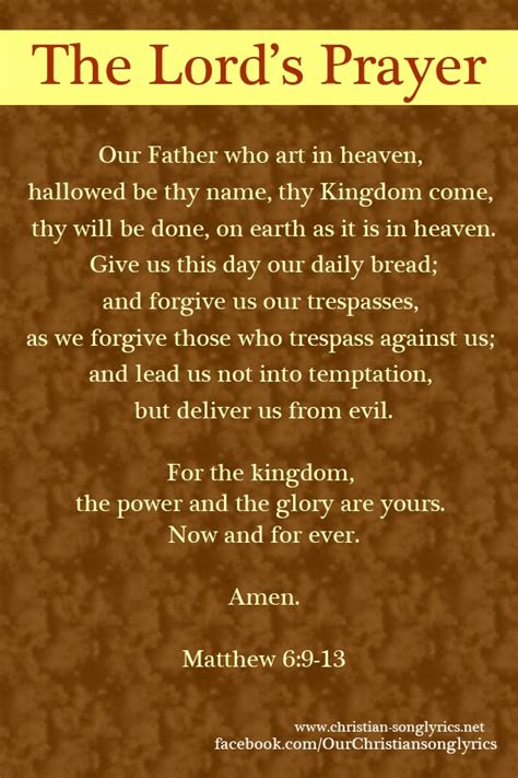The Lords Prayer Matthew 69 13 ~ Song Lyrics