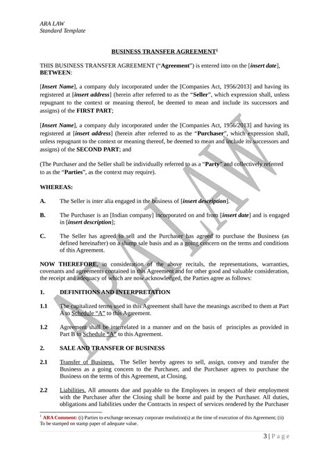 Transfer Of Ownership Document Template HQ Printable Documents