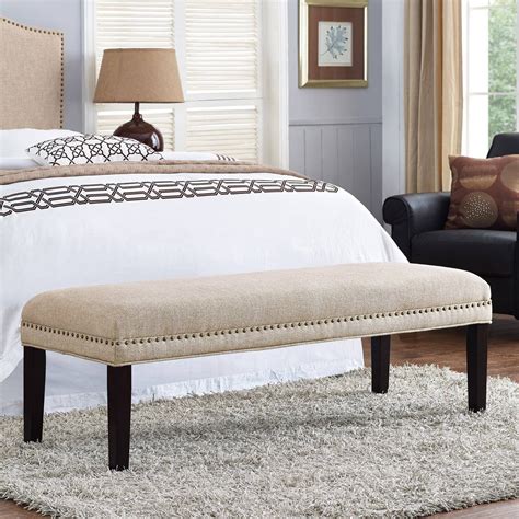 Home Meridian Upholstered Bed Bench Tan