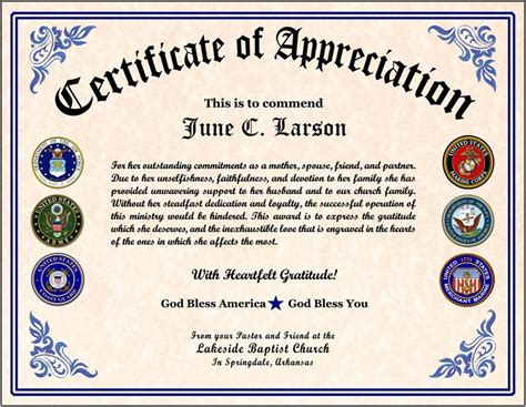 Us Army Certificate Of Appreciation Template Templates Restiumani