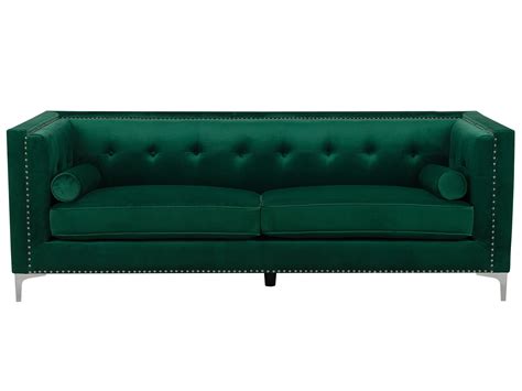 3 Seater Velvet Sofa Emerald Green Avaldsenes Uk