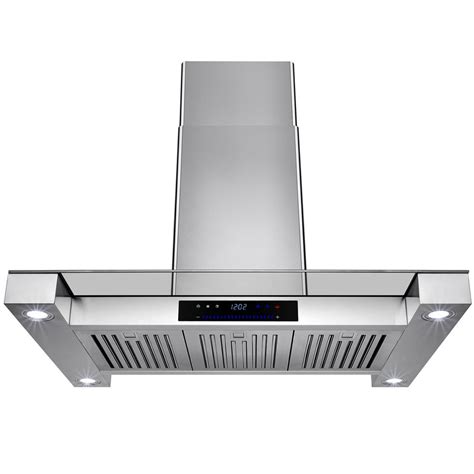 Akdy 36 In Convertible Island Mount Range Hood In Stainless Steel With