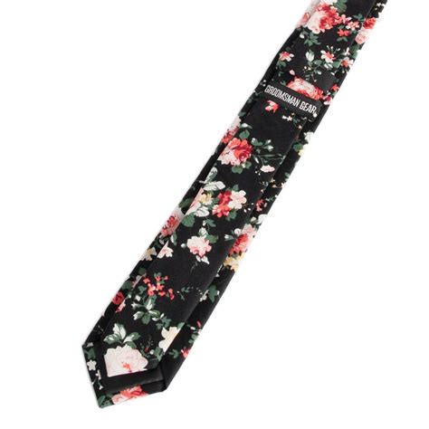 black floral skinny tie for weddings groomsman gear