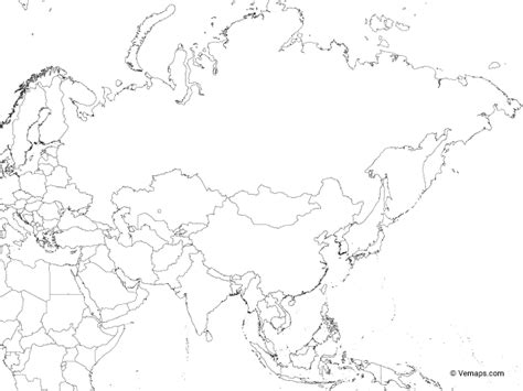 Outline Map Of Asia With Countries And Neighbouring Countries Free Vector Maps Map Of Asia