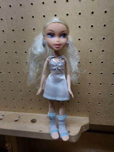 vintage bratz doll 2001 mga blonde hair blue eyes white dress with socks 3924264456