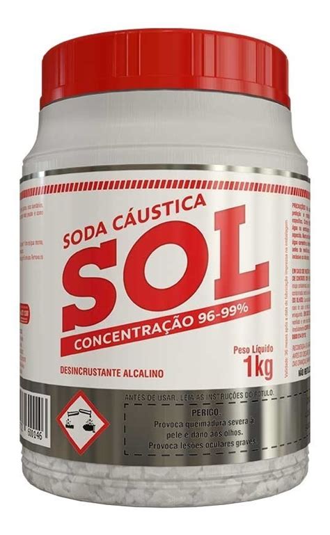 Soda Cáustica Sol 1kg Com Concentração 96 A 99 R 3064 Em Mercado