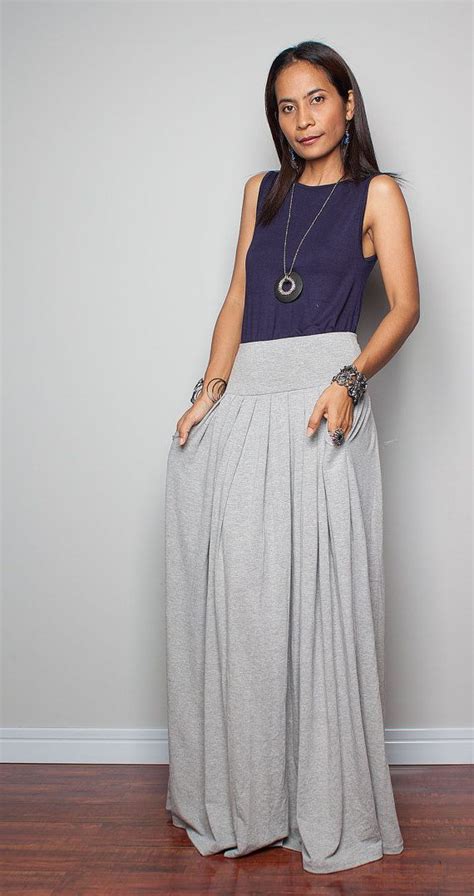 Maxi Skirt Long Light Grey Skirt Autumn Thrills Par Nuichan 5200