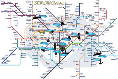 London Underground Tube Map With Tourist Attractions Tourist Map Of