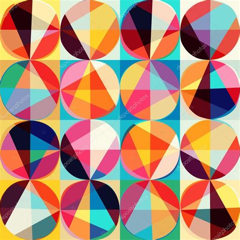 Vector Geometric Pattern Of Circles And Triangles Colored Circl