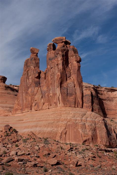 Three Gossips Formation In Arches National Park Stock Image Image Of