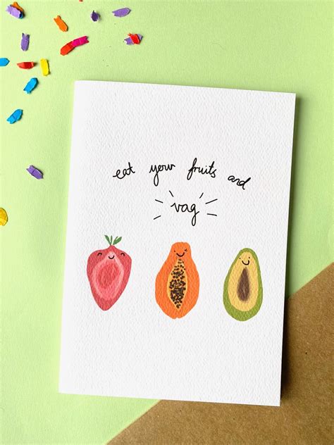 Naughty Funny Greeting Card Eat Your Fruits And Vag Gay And Etsy Australia