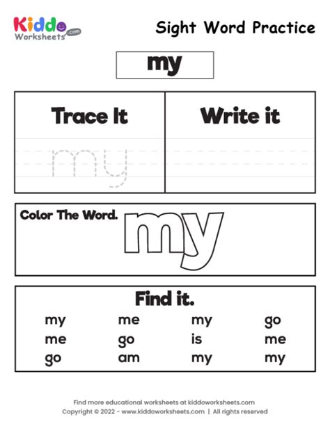 Sight Word Practice Worksheets For Kindergarten Worksheets For