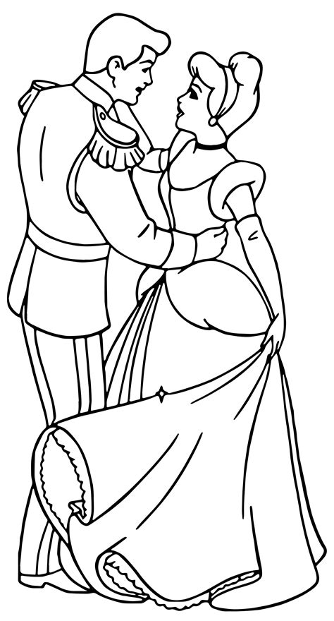 Cinderella And Prince Charming Star Dancing Coloring Pages