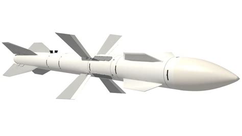 A Model Of A Missile On A White Background