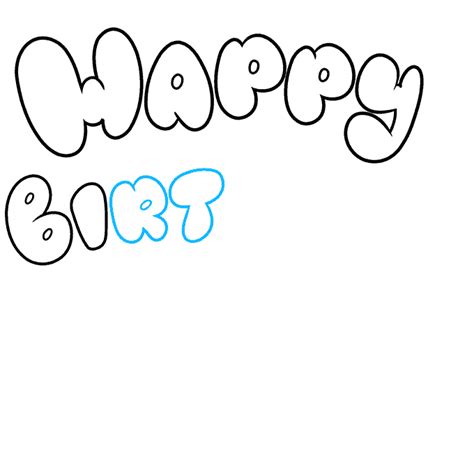 How To Draw Happy Birthday In Bubble Letters Really Easy Drawing Tutorial