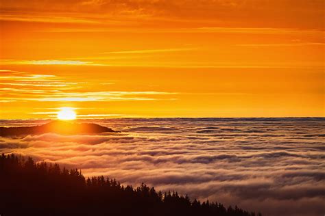 Aerial View Of Sunrise Over Mountain And Fog Photograph By Valentin