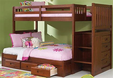 Merlot Twin Over Full Mission Staircase Bunk Bed With 3 Drawers Review