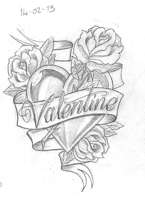 Heart With Banner Tattoo Sketches Sketch Coloring Page
