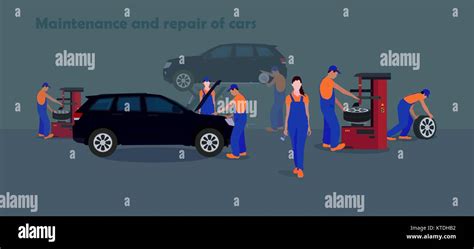 Maintenance And Repair Cars Stock Vector Image And Art Alamy