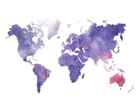 Purple Watercolor World Map Sticker By Anabellstar Water Color