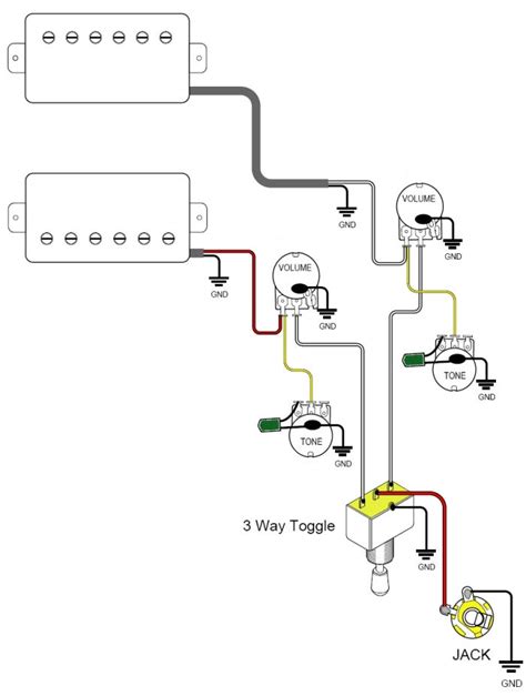 Each wiring diagram is shown with a treble bleed modification (a 220kω resistor in parallel with a 470pf cap) added to the volume pots. GuitarHeads Pickup Wiring - Humbucker