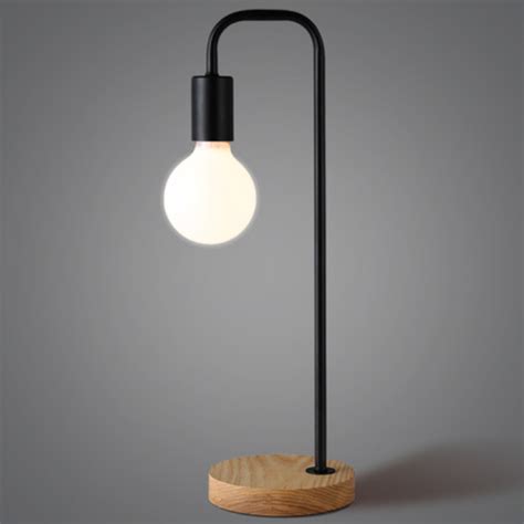 Wood Base Black Table Bedside Study Lamp Minimalist Minimal