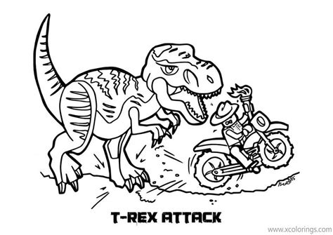 Lego Jurassic World Coloring Pages T Rex Attacked A Motorcycle