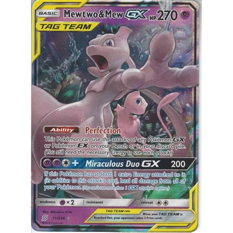 Tag team cards are back, including these two potent duos in the pokémon tcg: Pokemon Trading Card Game 71/236 Mewtwo & Mew TAG TEAM GX | Rare Holo GX Card | SM11 Unified ...