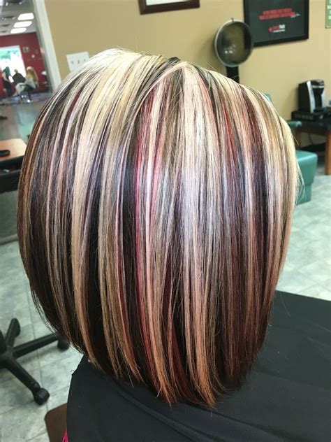 Highlights Blonde Redand Brown Hair By Victoria Sylvis Стрижка