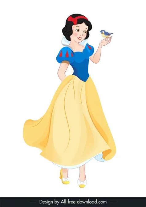 Snow White Disney Character Icon Cute Cartoon Design Vectors Graphic
