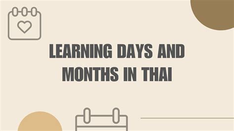 Learning Days And Months In Thai Mai Languages