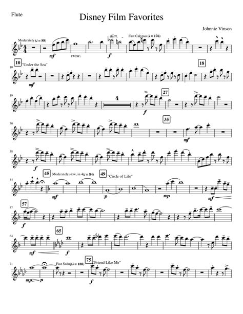 Disney Film Favorites Flute Part 1 Sheet Music For Flute Download
