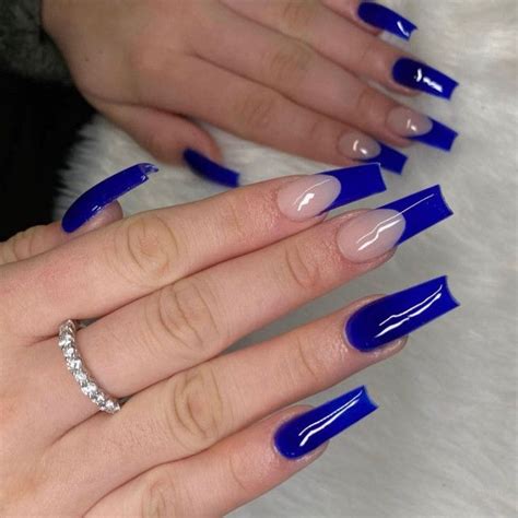 40 Gorgeous Royal Blue Nail Designs Glossy Royal Blue French Tip Nails Royal Blue Nails