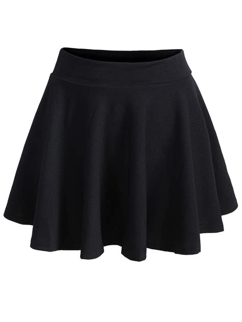 Shop Elastic Waist Pleated Black Skirt Online Shein Offers Elastic