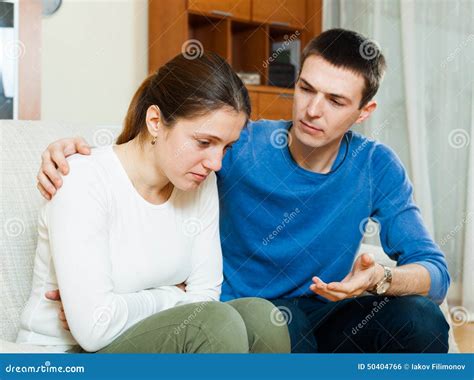 Sad Woman Man Consoling Her Stock Photo Image Of Male Reconcile