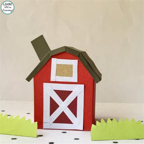 3d Paper Barn Craft For Kids Look Were Learning