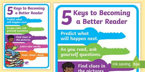 Five Keys To Become A Better Reader Poster