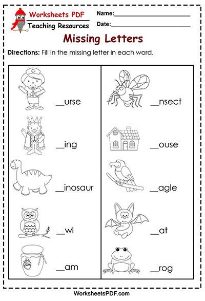 Fill In The Missing Vowel Missing Letters Worksheets Pdf