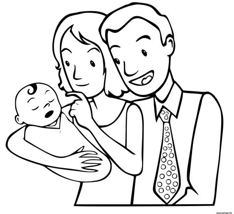 Coloriage Une Petite Famille Avec Un Nouveau Ne Dessin Famille à Imprimer