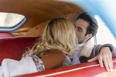 Couple Sitting In The Back Seat Of A Car Stock Image Image Of Inside