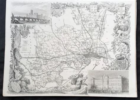 1836 Thomas Moule Original Antique Map Of The County Middlesex London