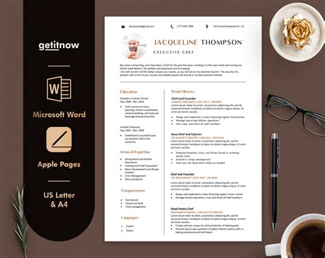 Executive Chef Resume Template Word And Mac Pages Sous Chef Resume