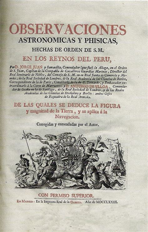 Portada De Las Observaciones Astronomicas Y Phisicas 1773 Jorge