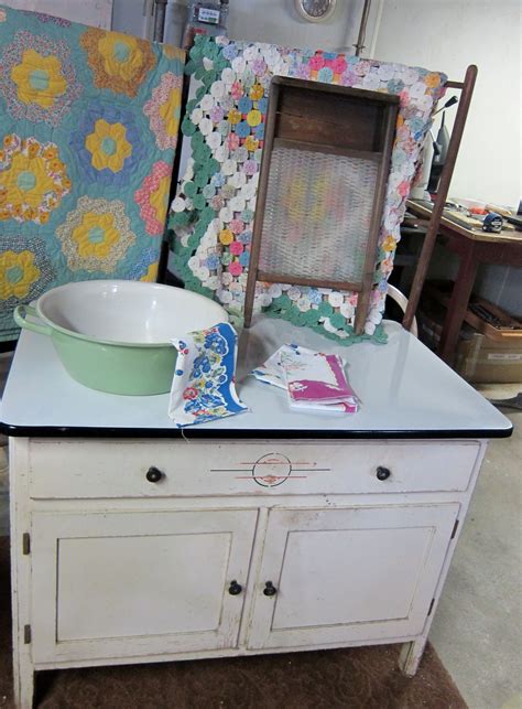 Its best mixed in with living room, kitchen, and bath furniture. 1930's enamel top laundry cabinet | Vintage kitchen ...