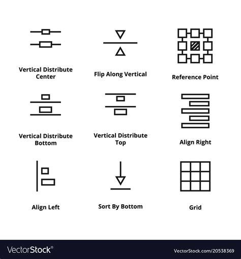 Alignment Line Icons Royalty Free Vector Image