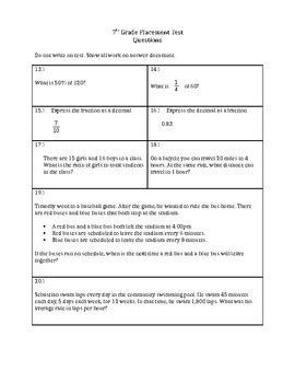 Th To Th Grade Math Placement Test Word Docx By Duits Math Tpt