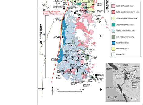 Generalized Geologic Map Of Idaho Batholith Showing Major Lithological