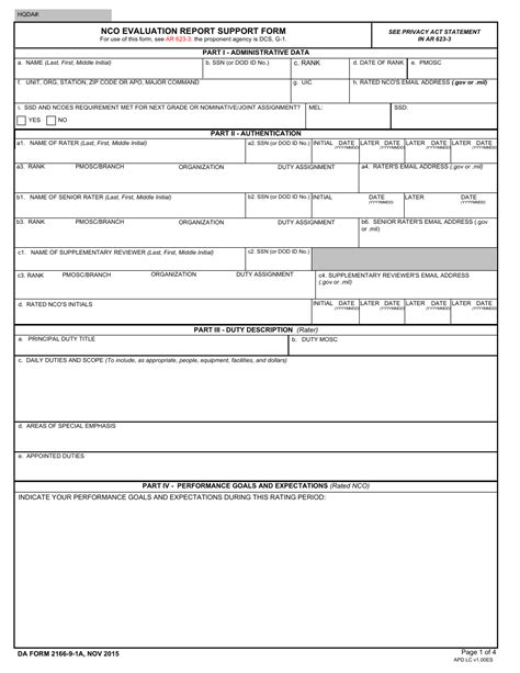 Army Ncoer Support Form Fillable Printable Forms Free Online